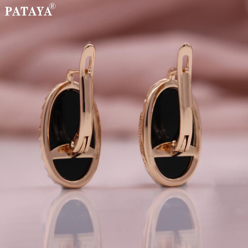 PATAYA Hollowed-out Pinched Flower Technique Artificial Zircon Earring Ring Combination Set
