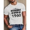 European Size Russian Limited 1960 Men's Vintage Cyrillic Print T-Shirt - 1960 Year Design with Hammer &Sickle Emblem, Relaxed H-Fit Short Sleeve Top,