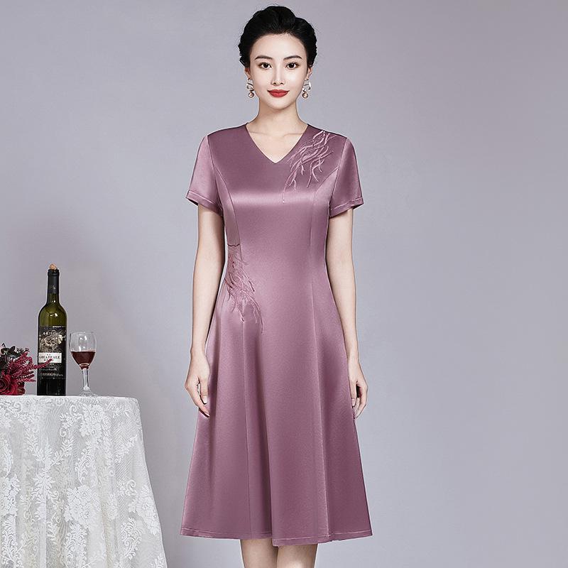 High-End Acetate Satin Summer Dress for Formal Events