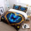 Blue Butterfly Heart Design Set Exquisite Three-Piece Bedding Set Gift For Kids And Adults