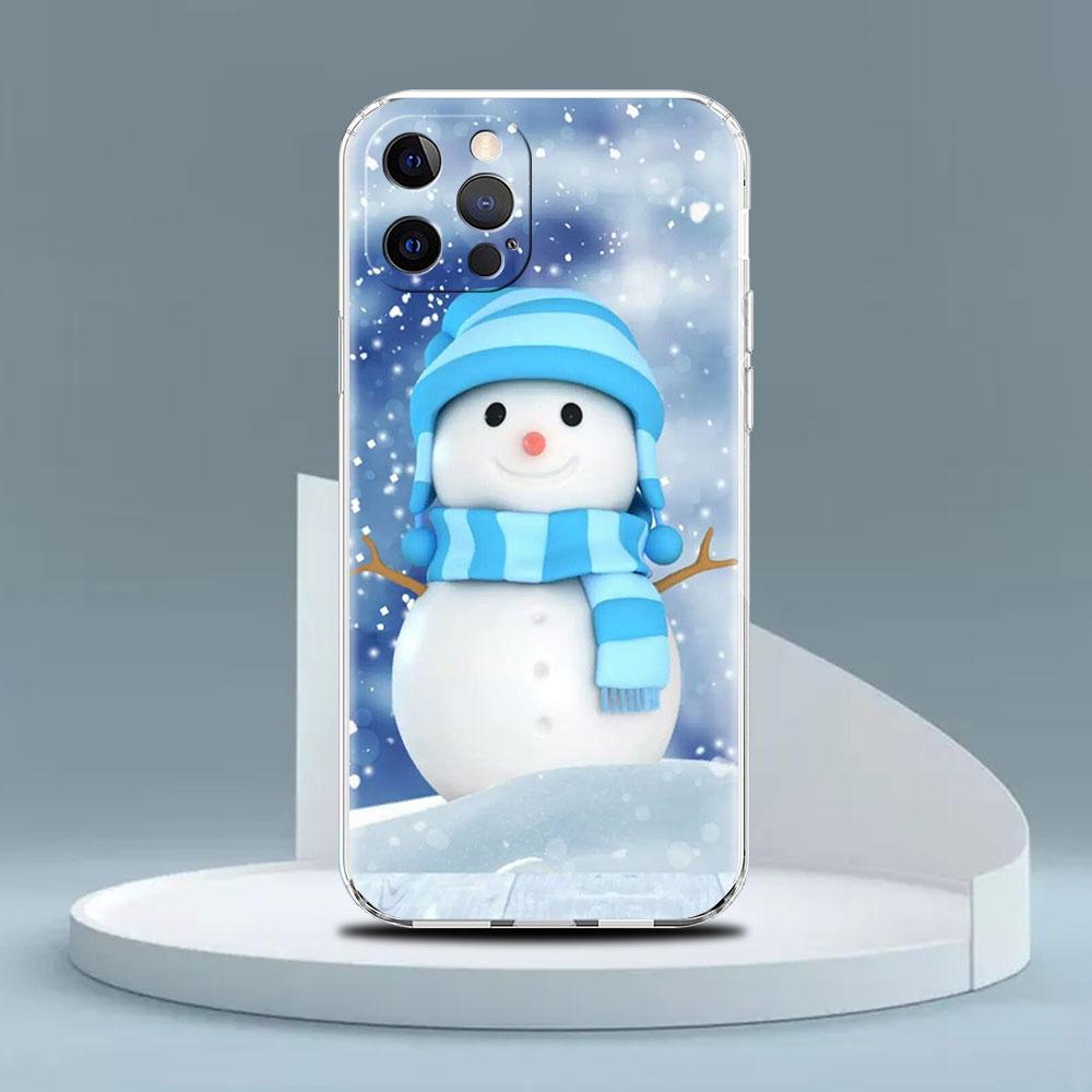 Cartoon Snowman Christmas Clear Case For Apple iPhone 13 11 14 12 Pro 7 8 Plus XR X XS Max 6 6S 13Pro Silicone Phone Cover
