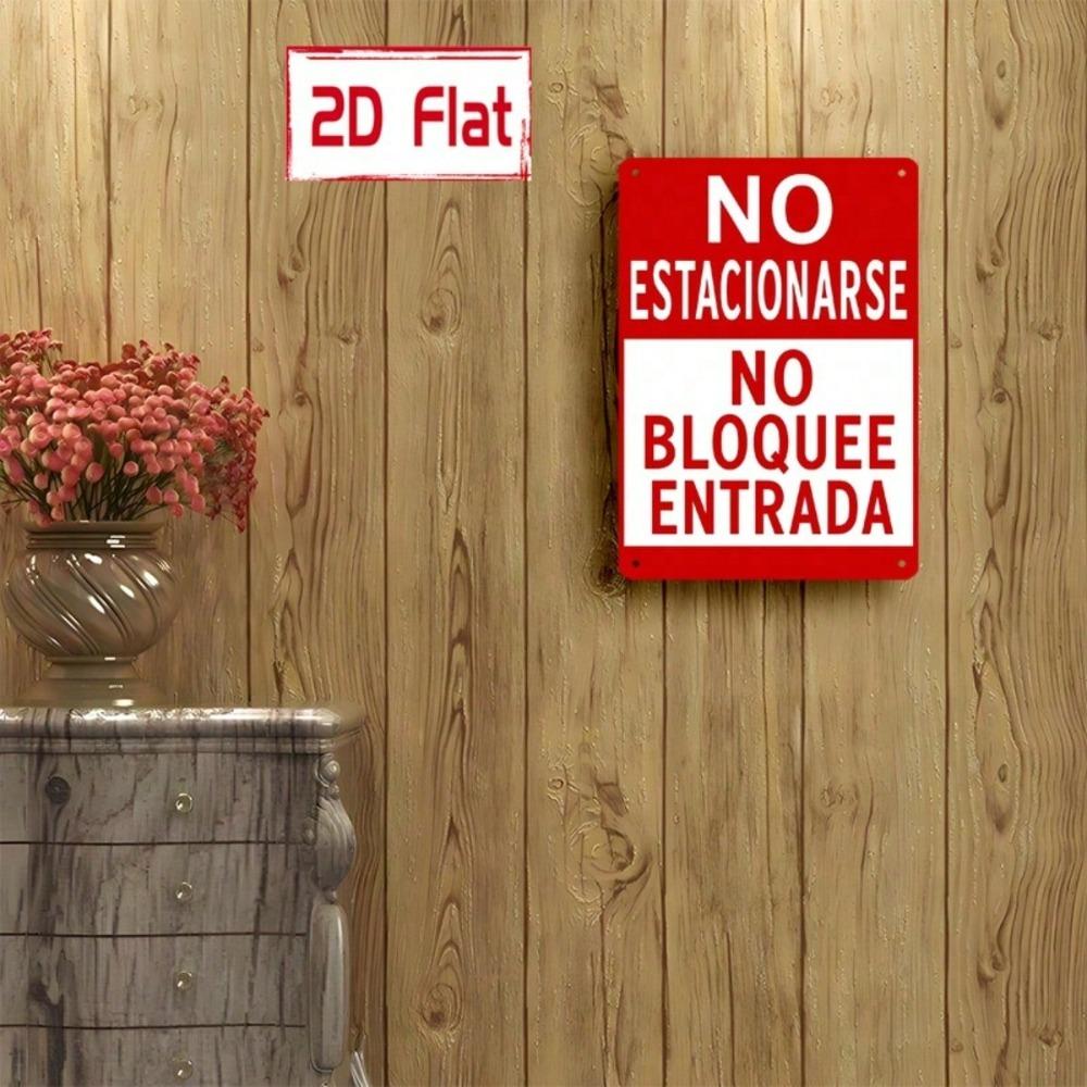 2D Flat Spanish/English No Parking Sign, Do Not Block Entrance, Heavy Duty Metal 7.87x11.81 In