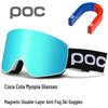 POC Magnetic Quick-Change Anti-Fog Ski Goggles - Double-Layer Cylindrical Lens for Mountaineering & Hiking