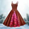 Women's Christmas Print Casual Fashion Round Neck Mid-Length Dress