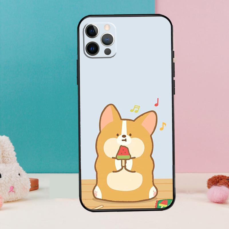Cartoon Corgi Phone Case For iPhone 17 Air 16 15 14 13 12 11 Pro Max 12 13 Mini 15 16 Plus 16e Cover Coque