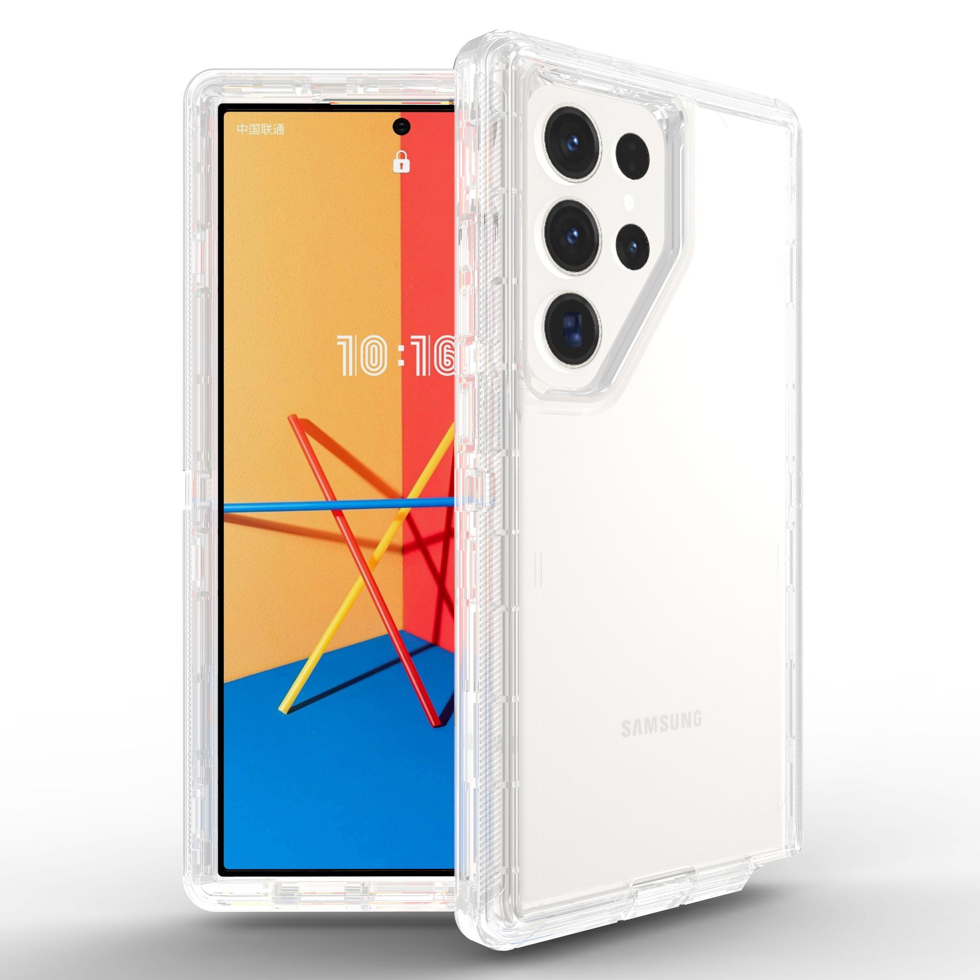 

For Samsung Galaxy S24 Ultra Case 3 in 1 Detachable Shockproof TPU+PC Phone Back Cover Transparent