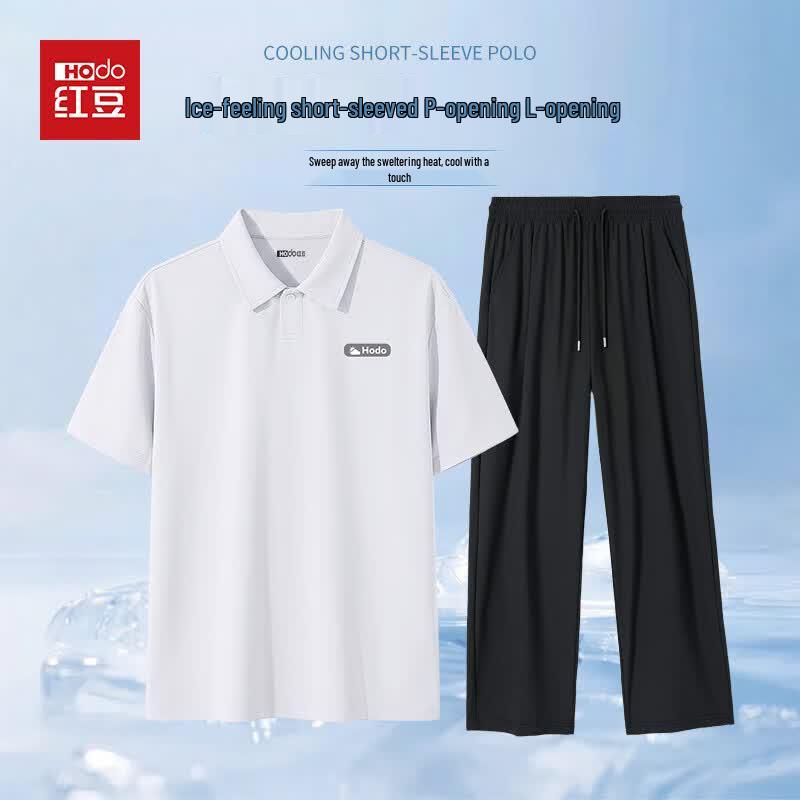 Men s Hodo Ice Silk Quick-Dry Polo T-Shirt & Shorts Set XL
