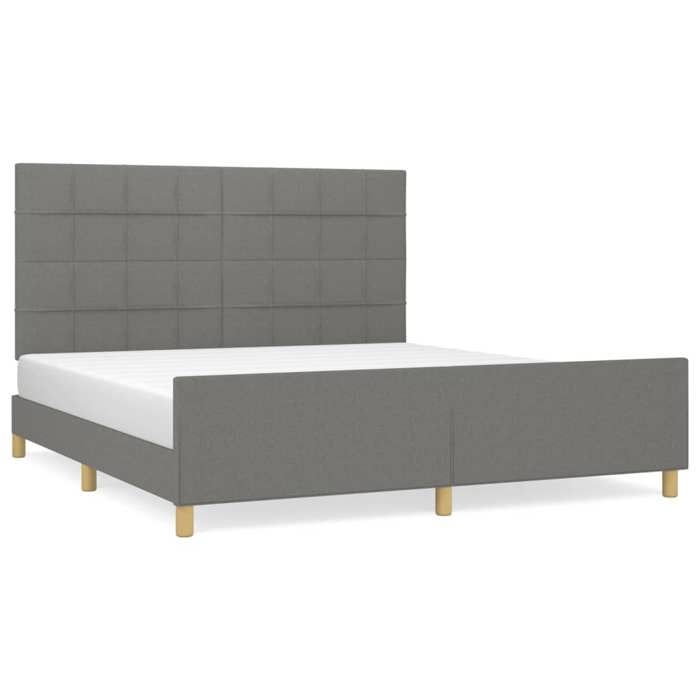 VidaXL Cadre de lit avec tête de lit Gris foncé 160 x 200 cm Tissu3125066