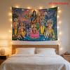 Vibrant Hindu God Deities Wall Tapestry Spiritual Decor Krishna Yoga Meditation Print Hanging Cloth for Indian Mythology Home Ac