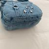 Washed Denim Crossbody Bag for Women Multi-Zipper Star Stud Casual Small Shoulder Purse