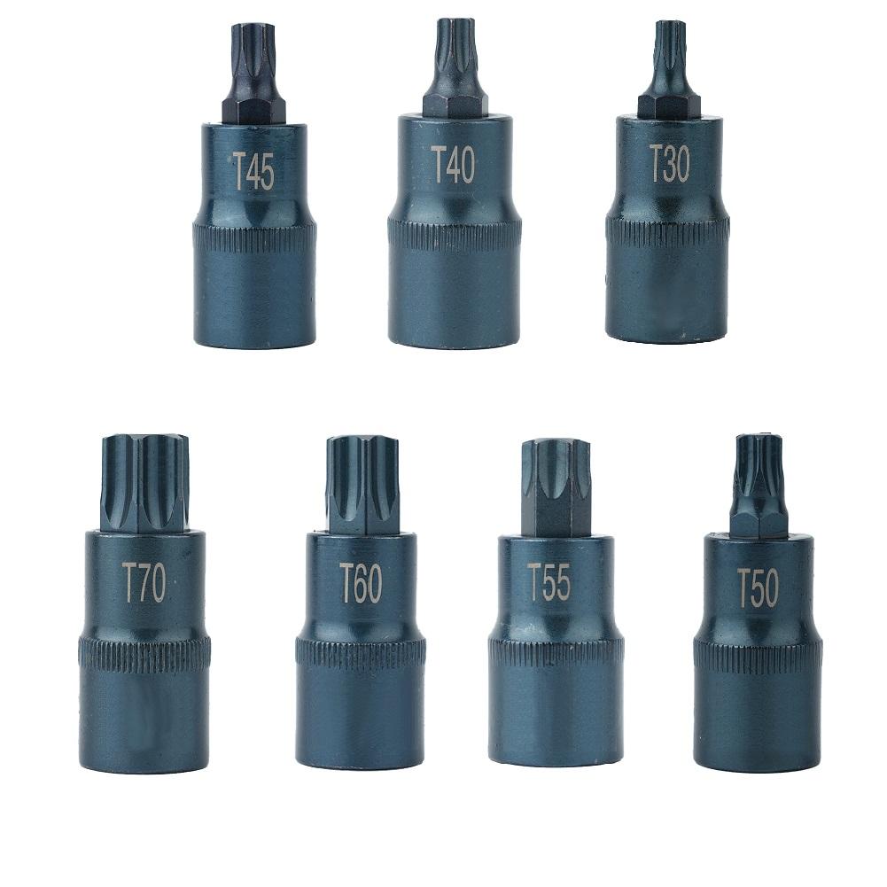 Torx Screwdriver Bit Tool 1/2inch Socket Bits Adapter T30 T40 T45 T50 T55 T60 T70 Hand Tool Drive Sockets Torx Socket