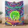 Name Custom Morty Rick Print Flannel Blanket High Quality Warm Comfortable Cover for All Seasons Perfect for Gifts Home Decor