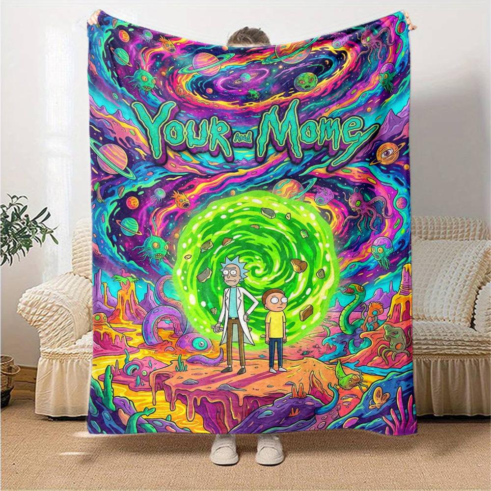 Name Custom Morty Rick Print Flannel Blanket High Quality Warm Comfortable Cover for All Seasons Perfect for Gifts Home Decor