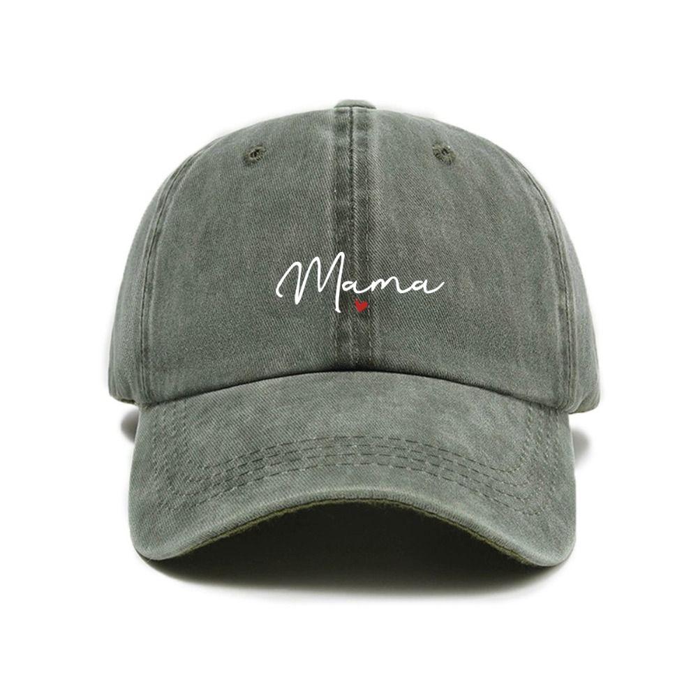 Vintage Mama Red Heart Caps Washed Cotton Baseball Cap Fashion Baseball Hats Gifts