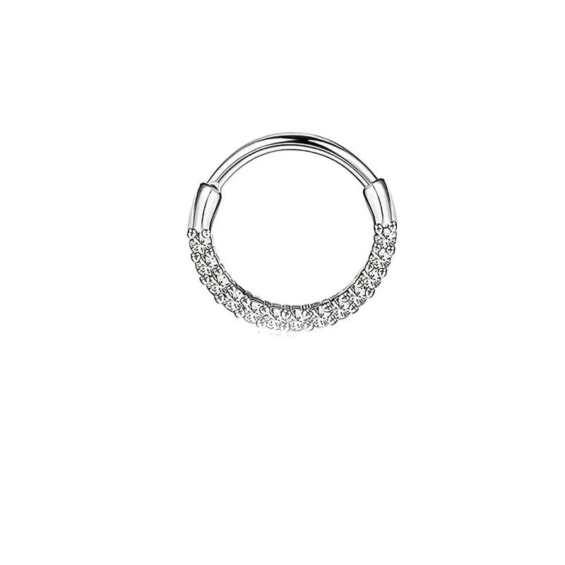 1/5pcs 16G Fashion 316L Stainless Steel CZ Hinged Septum Clicker Nose Hoop Rings, Daith Helix Tragus Cartilage Piercing Jewelry