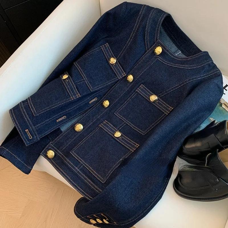 Džínové bundy pro ženy Jarní knoflíky Vintage Chaquetas Korejská móda Modrá Šik Ropa De Mujer Džínová Bomber Svrchní oděv Top