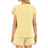Women's Fashion Casual Short-Sleeved Summer V-Neck Short-Sleeved Top With Drawstring Pockets And Shorts Two-Piece Set