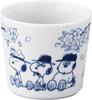 Snoopy Mino Ware Blue and White Japanese Tableware Soba 220ml 8 X Cherry Blossom Viewing Yamaka Made In "PEANUTS" Cup, Capacity, Approx. 7cm, Outdoor,
