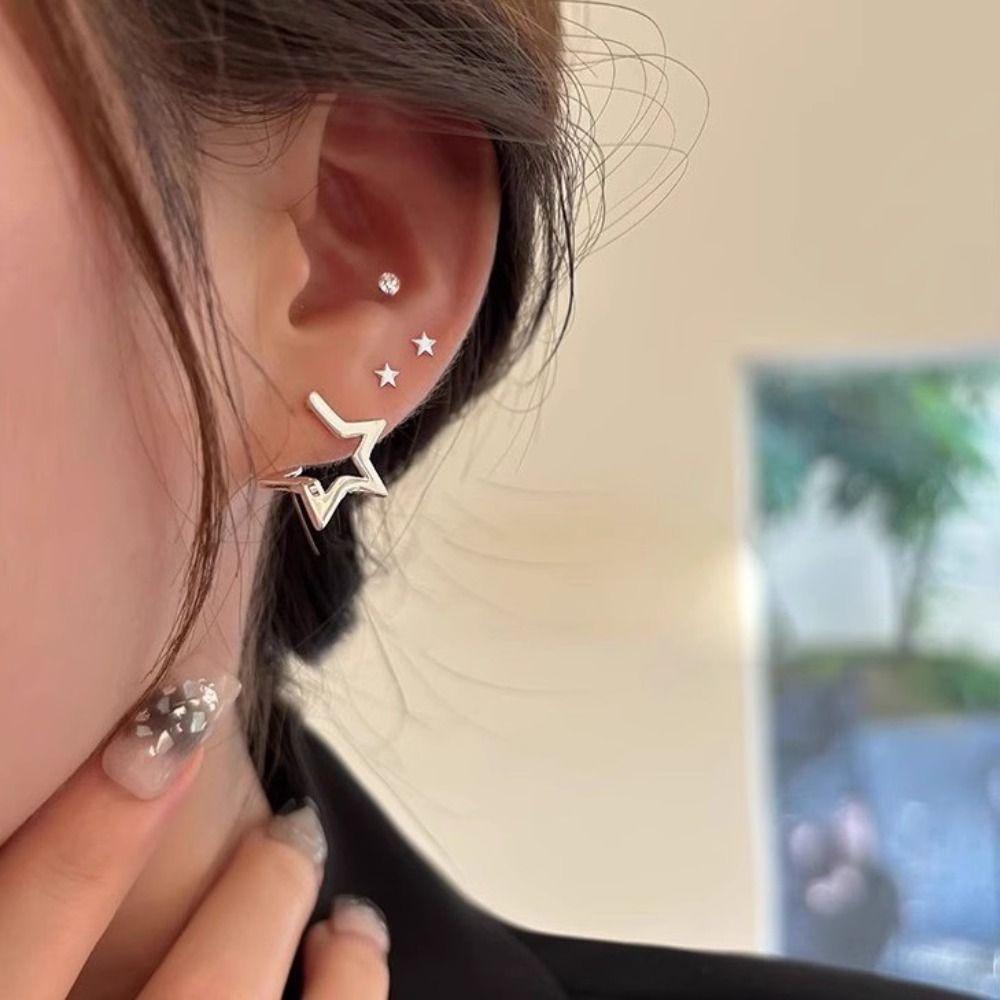 Korean Style Star Hoop Earrings Jewelry Accessories Hoop Ear Buckle  Party