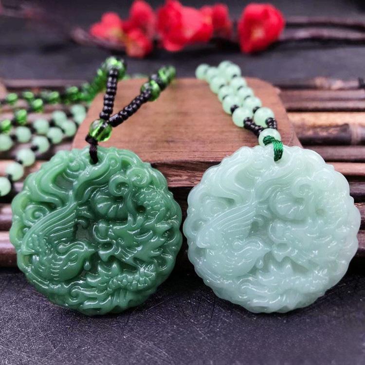 Imitace aventurínu Svetrový náhrdelník - Design zelí Guanyin od značek Wu Shi a Dragon & Phoenix