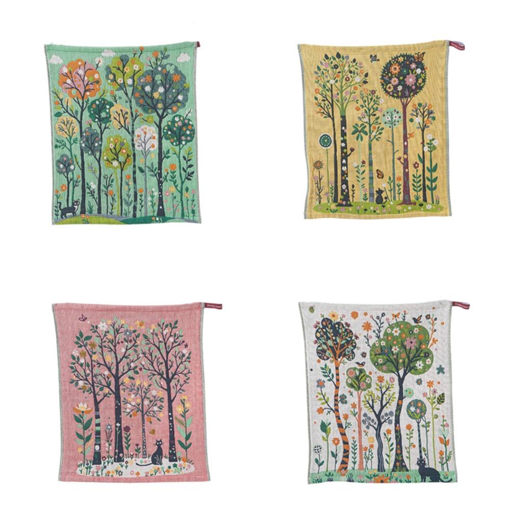 

4pcs Quick Dry Pastoral Style Hand Towel 4 Layer Cotton Gauze Tea Towel Kitchen Towel Bathroom 13.39*15.75 in