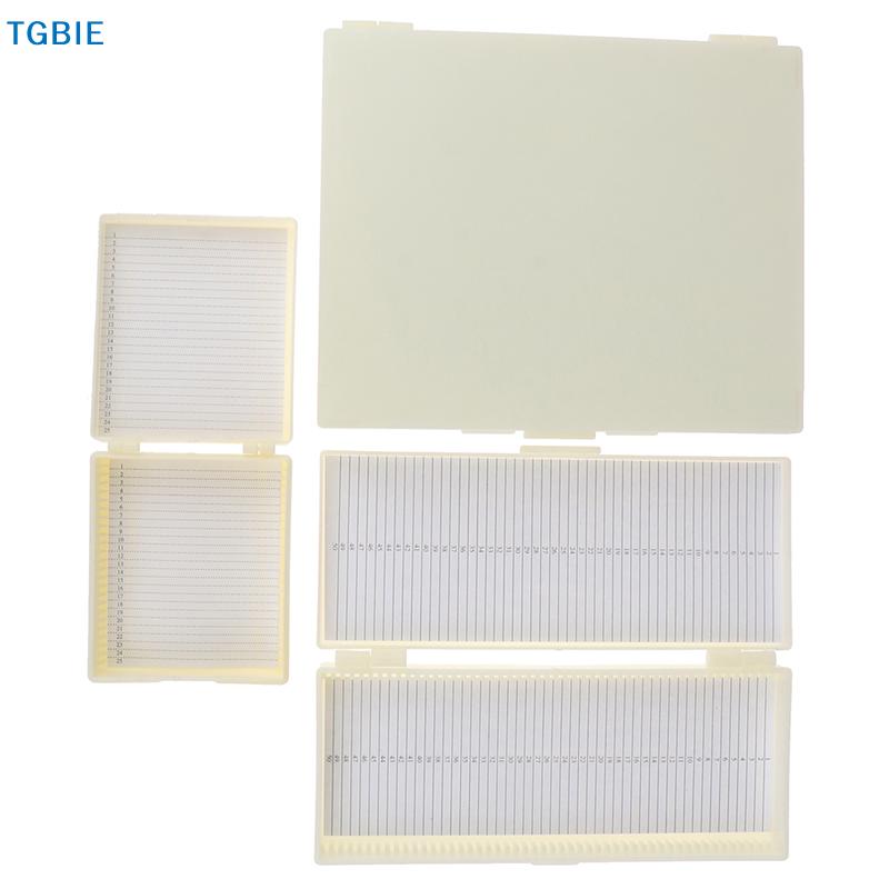 [TL][TL]Plastic Microscope Glass Slide Box 25/50/100pcs Biological Slices Storage Case Holder for Prepared Microscope Slides