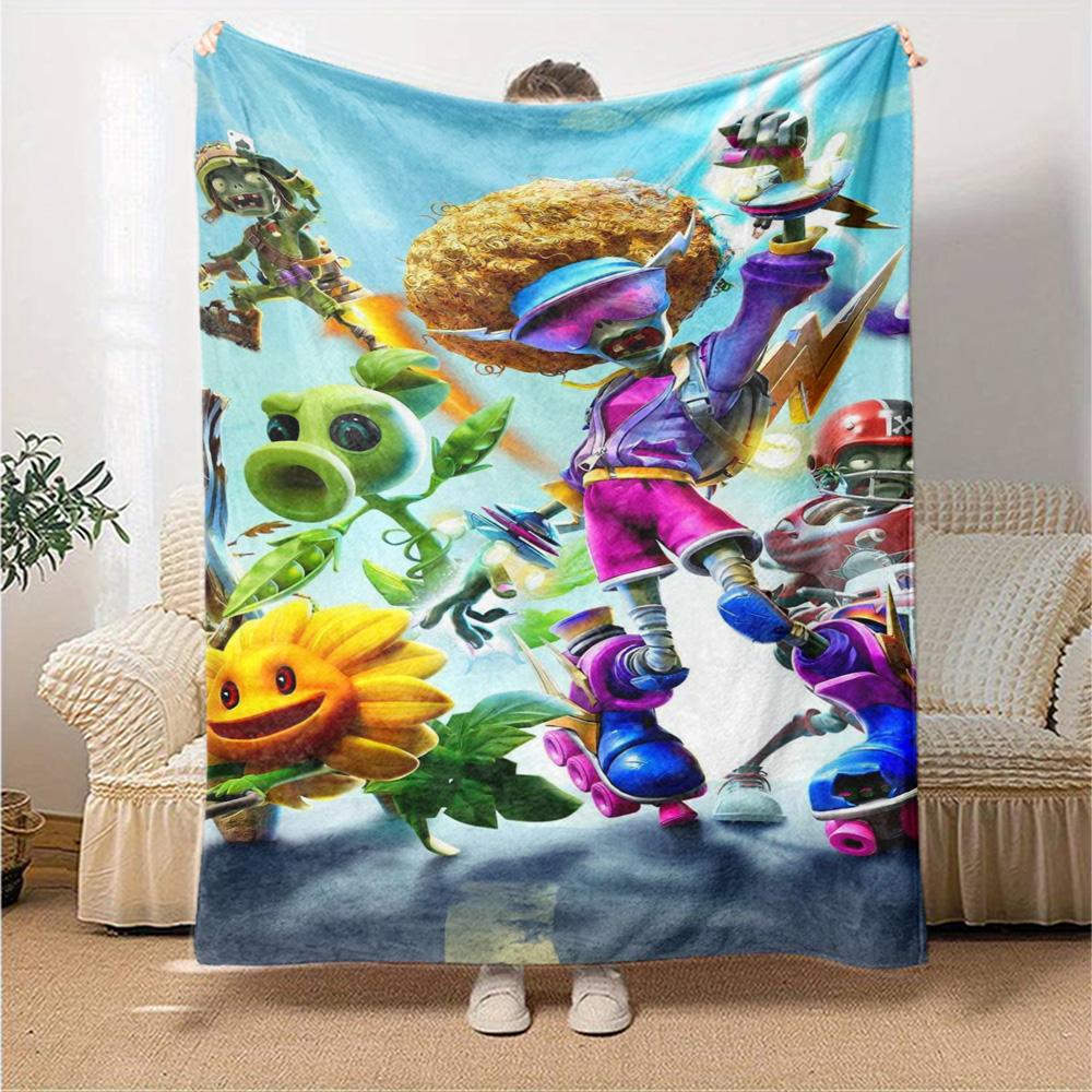 Plants Vs. Zombies Blanket Durable Comfort Great for Bedding Sofa Seaside Four Seasons Multipurpose Digital Print
