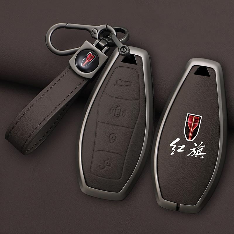 

Zinc Alloy Leather Car Key Cover Case Bag for Hongqi HS5 H5 H9 HS7 H7 L5 HS3 L9 Shell Protector Keychain Accessories