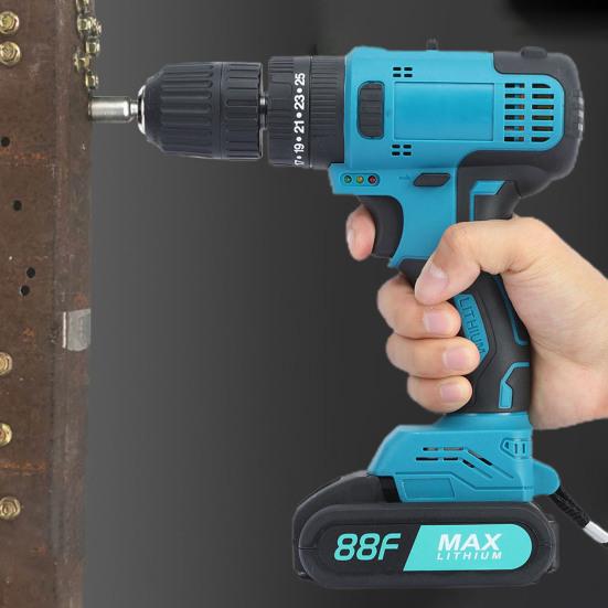 21V Electric Drill Cordless Powerful Multifunction Variable Speed Impact Driver with 27Pcs Accessories