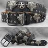Fashion Wolf Rivet Belt Men Women Multi -color Scheme Rivet Belt Studded Skull Punk Rock Black