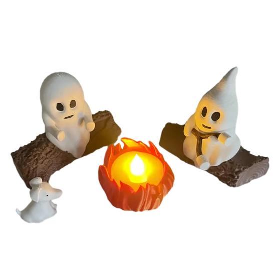 Ghost Campfire Gathering Ornament Ghost Table Centerpieces Halloween Decoration Desktop Statue Gift for Halloween Lovers