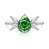 925 Sterling Silver Ice Flower Cut Pear Shape Color Gem Ring for Women Inlaid Brilliant High Carbon Diamond Band Daily Jewelry Gift