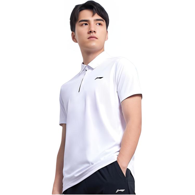 Li-Ning Sports Life Series Solid Color Quick-Drying Polo Shirt Men Tops White APLT031-2