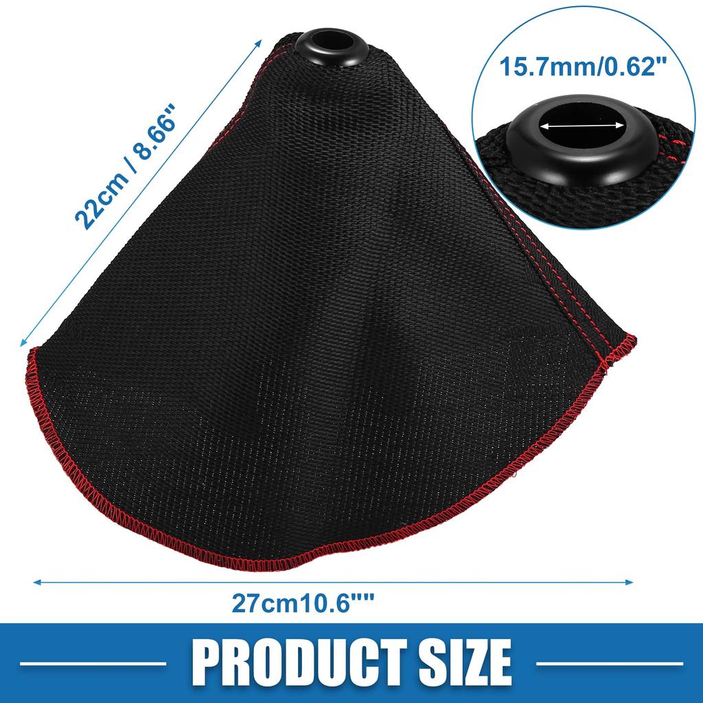 ACROPIX Car Shift Boot Gear Shift Knob Boot Dust Universal Black with Red Line Cover, Cover, Fabric,