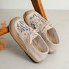 2 New Autumn Literary Linen Casual Shoes Women's K0 Exquisite Embroidered Lace-up Cotton and Linen Shoes