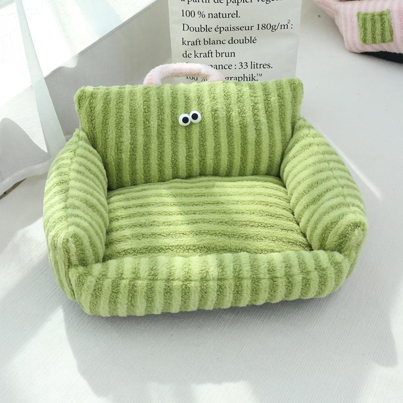 Cartoon Style Pet Bed Couch for Dogs And Cats Autumn Winter New Model Big Eyes Series Daily Use Pillow Artificial Short Fur