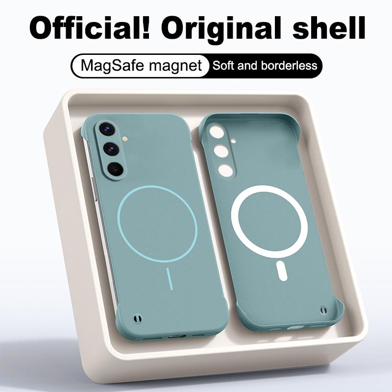 Frameless Magnetic Case For Samsung Galaxy A56 A16 A55 A15 A35 A05 A54 A34 A24 A14 A04 A04S A04E For Magsafe Hard PC Back Cover