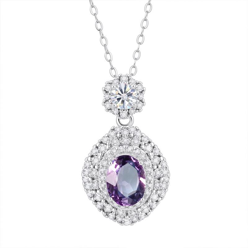 

S925 Silver Horse Pendant Necklace Natural Gemstone Brushed Fashion Jewelry for Women 925 silver