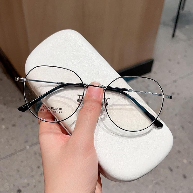 Metal Retro Polygonal Glasses Frame Men's and Women's Plain Style Can Match Myopic Anti Blue-Ray Glasses