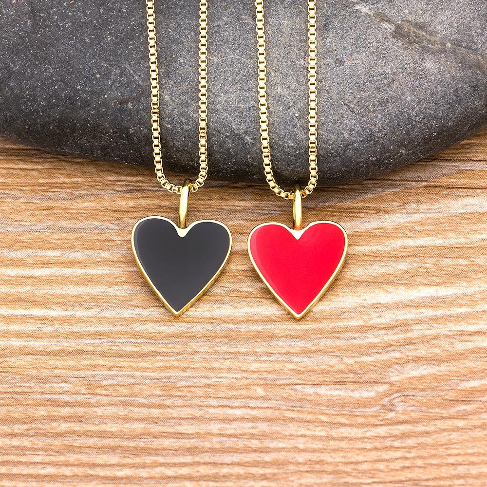 Nidin Romantic Heart Couple Necklace 5 Colors Simple Valentine's Day Sweater Chain Fine Friend Lovers Wedding Party Gift Jewelry