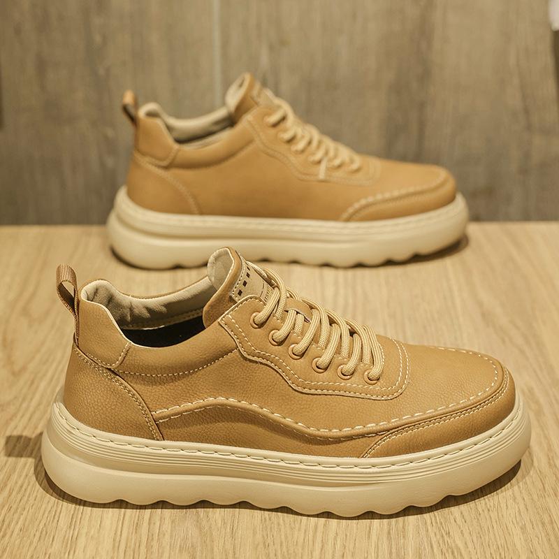 New autumn wear-resistant thick baseplate shoes high-end retro British casual leather shoes