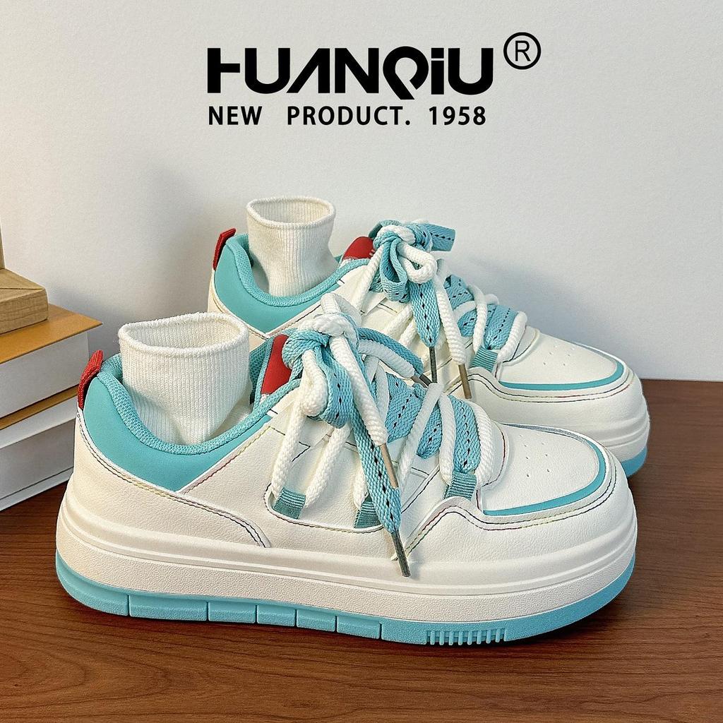 2025 Women's Thick-Soled White Canvas Sneakers - Autumn Hot Style, Versatile for Students