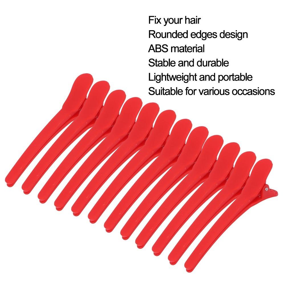 12PCS Duckbill Shape Duckbill Hair Clips Red Color Plastic Hair Clips For Hairdressing