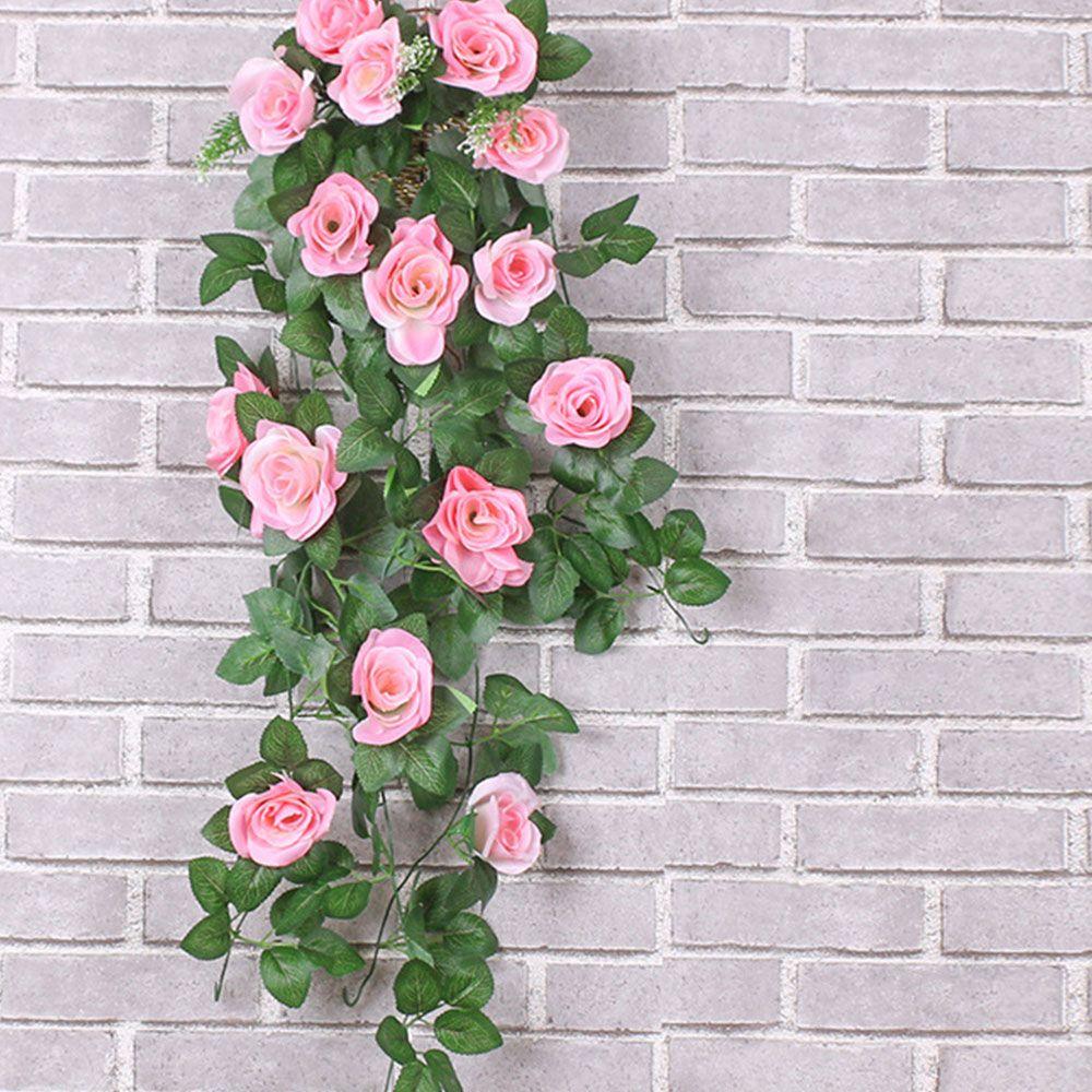 Creative Home Decoration Party Supplies Artificial Flowers Rattan Lifelike Roses Wreath Simulation Plants Wall Hanging Floral