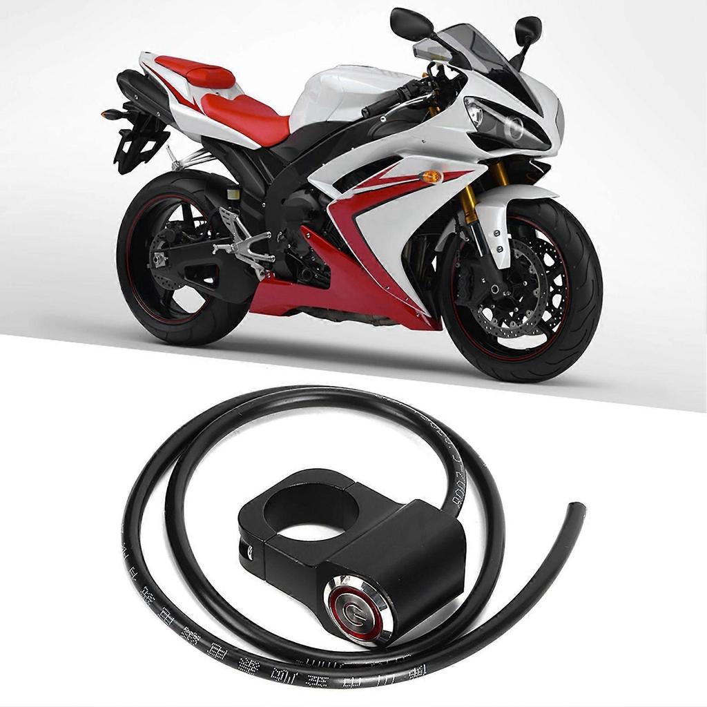 12V 25mm/0.98in Stainless Steel LED Waterproof Handlebar Switch for Motorcycle ATV Black Less