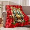 Roses Surround Our Lady of Guadalupe Faith-printed Flannel Blanket Soft and Warm Suitable for Home Travel Picnics Camping RV