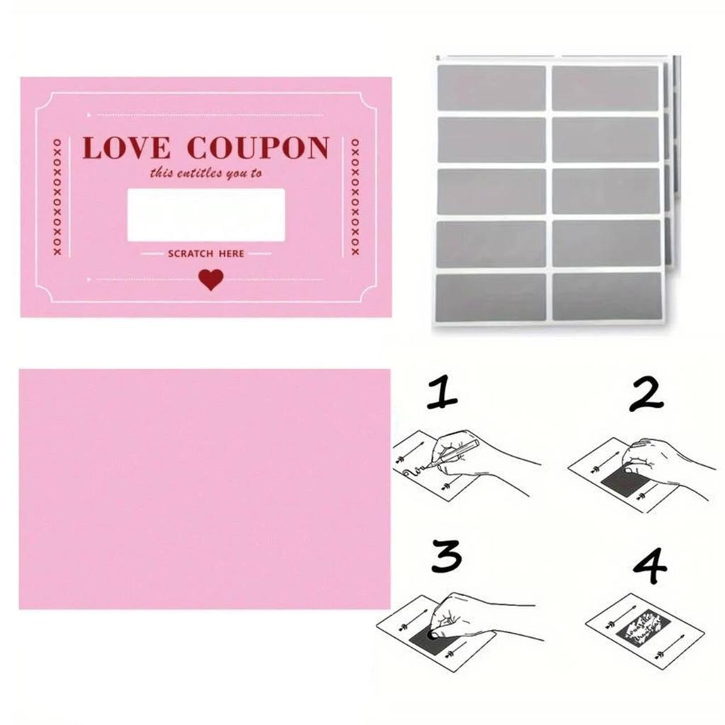 20pcs Lovers Scratch-off Cards Coupon DIY Romantic Valentine's Day Love Game Card Funny Party Game for Adult Wedding Anniversary