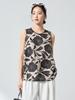 Summer 100% Mulberry Silk Printed Sleeveless Top - Chinese Style Loose Fit Versatile Blouse (Model 1561)