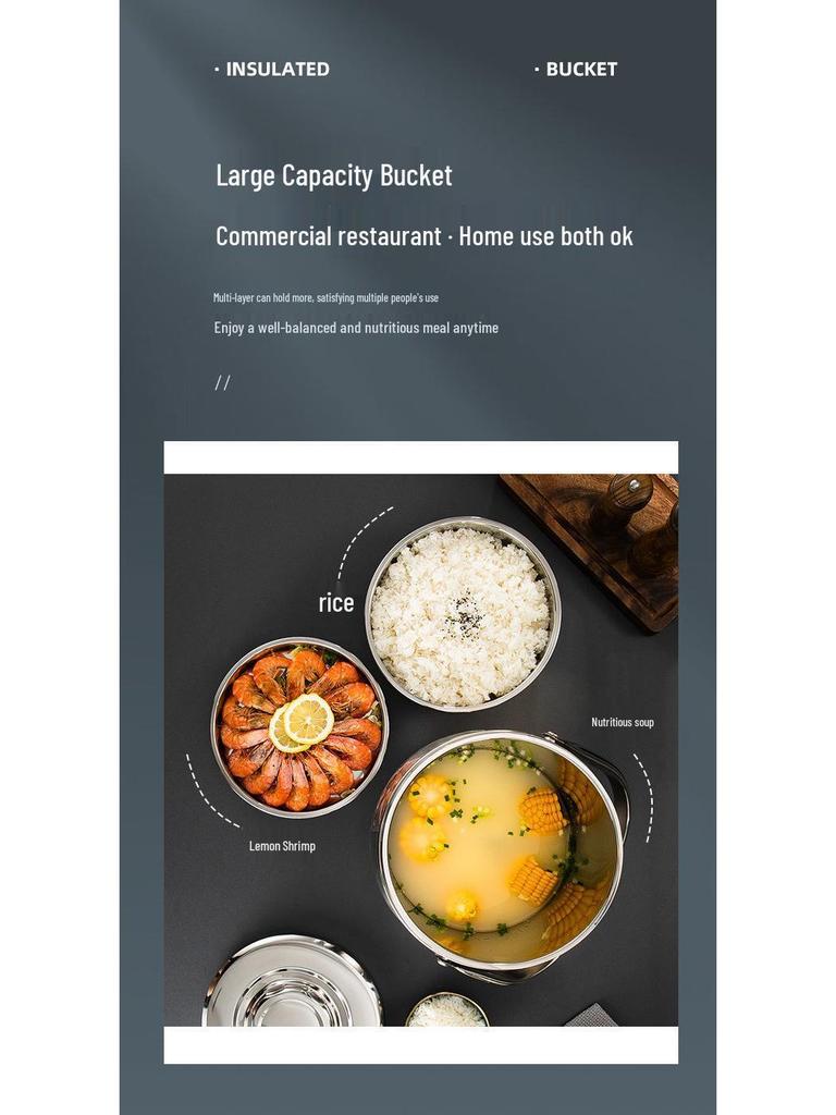 Portable Stainless Steel Insulated Lunch Box & Soup Container with Large Capacity