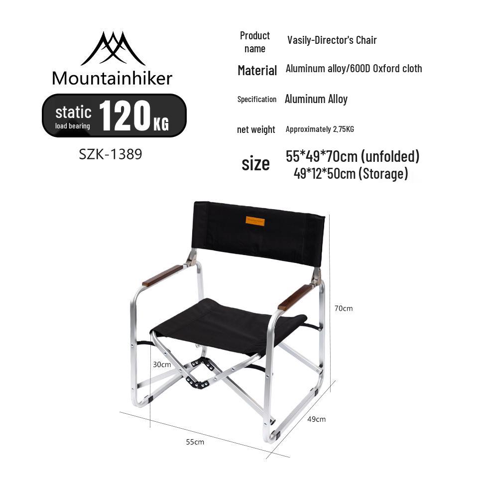 Mountain Guest Director Chair: Portable Audiovisual Car Show Folding Chair with Backrest for Outdoor Camping, RV, Leisure, and Fishing